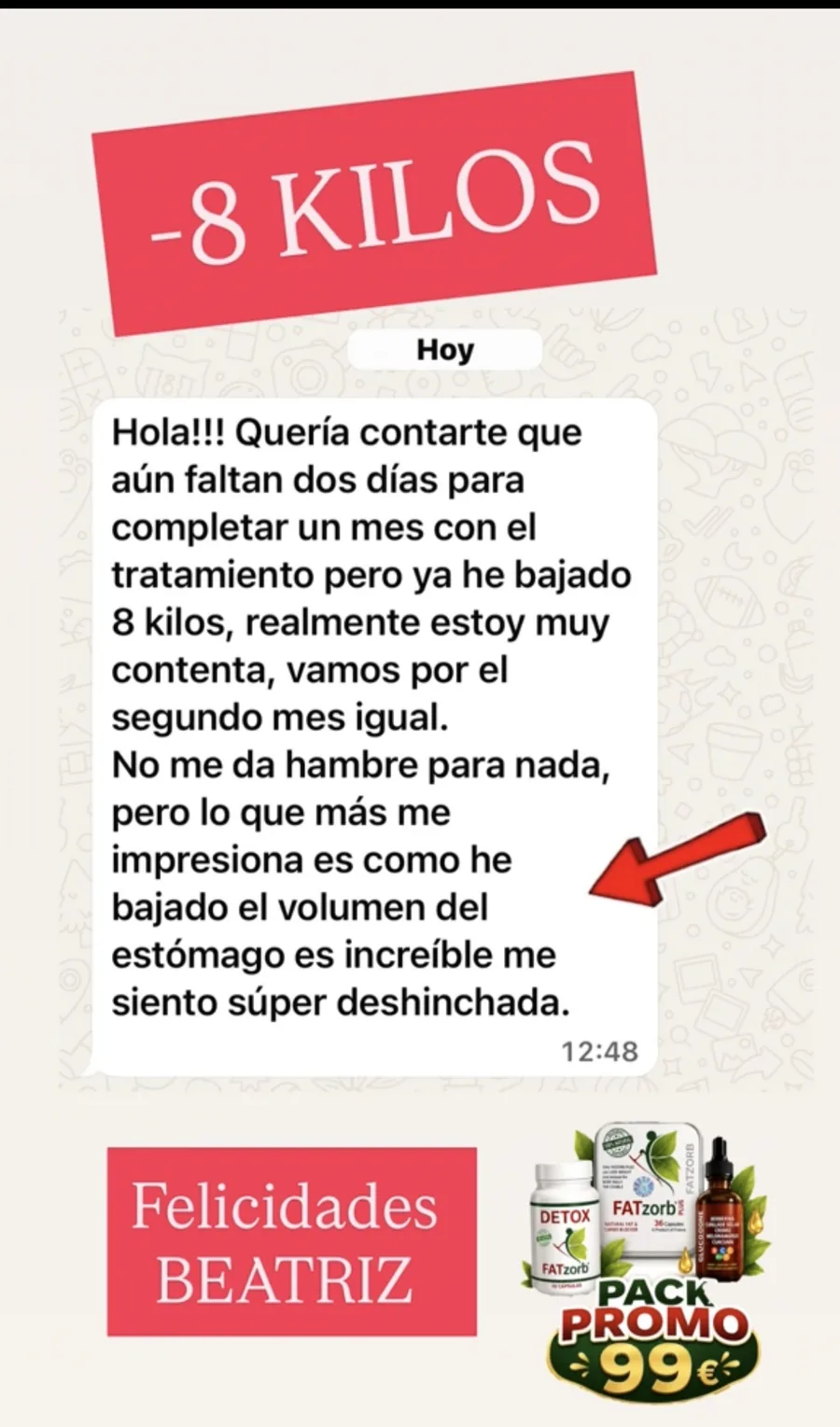 Testimonio de clienta –8 kg